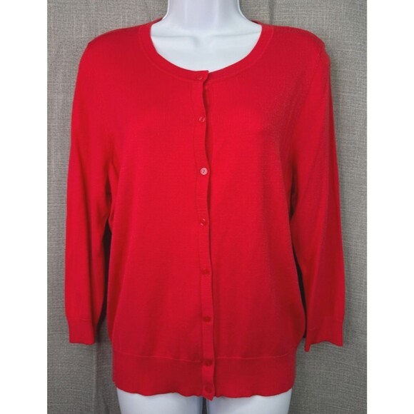Halogen Women's Petite Large 3/4 Sleeve Lightweight Button Front Cardigan Red - Picture 1 of 5
